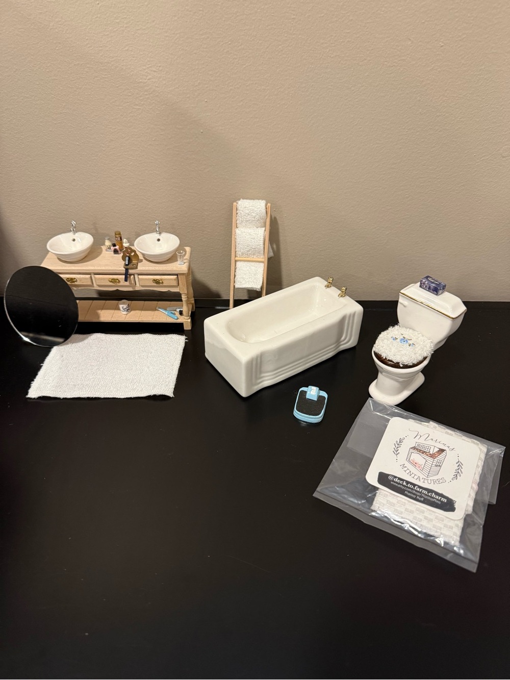 Miniature White Ceramic Bathroom Set - Home Bath